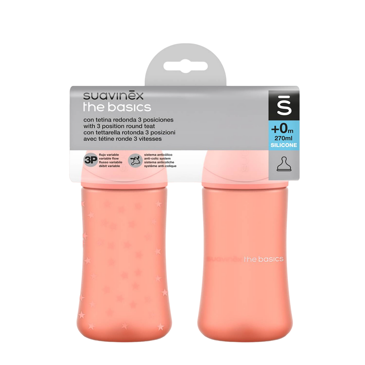 SET X2 BIBERONES THE BASICS 9OZ. ROSADO