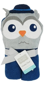 TOALLA CON CAPUCHA BÚHO AZUL HUDSON BABY