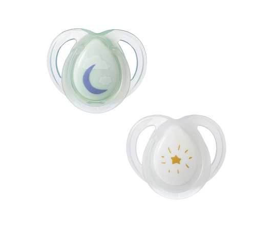Chupón Night Time Blanco / Verde X 2 Tommee Tippee