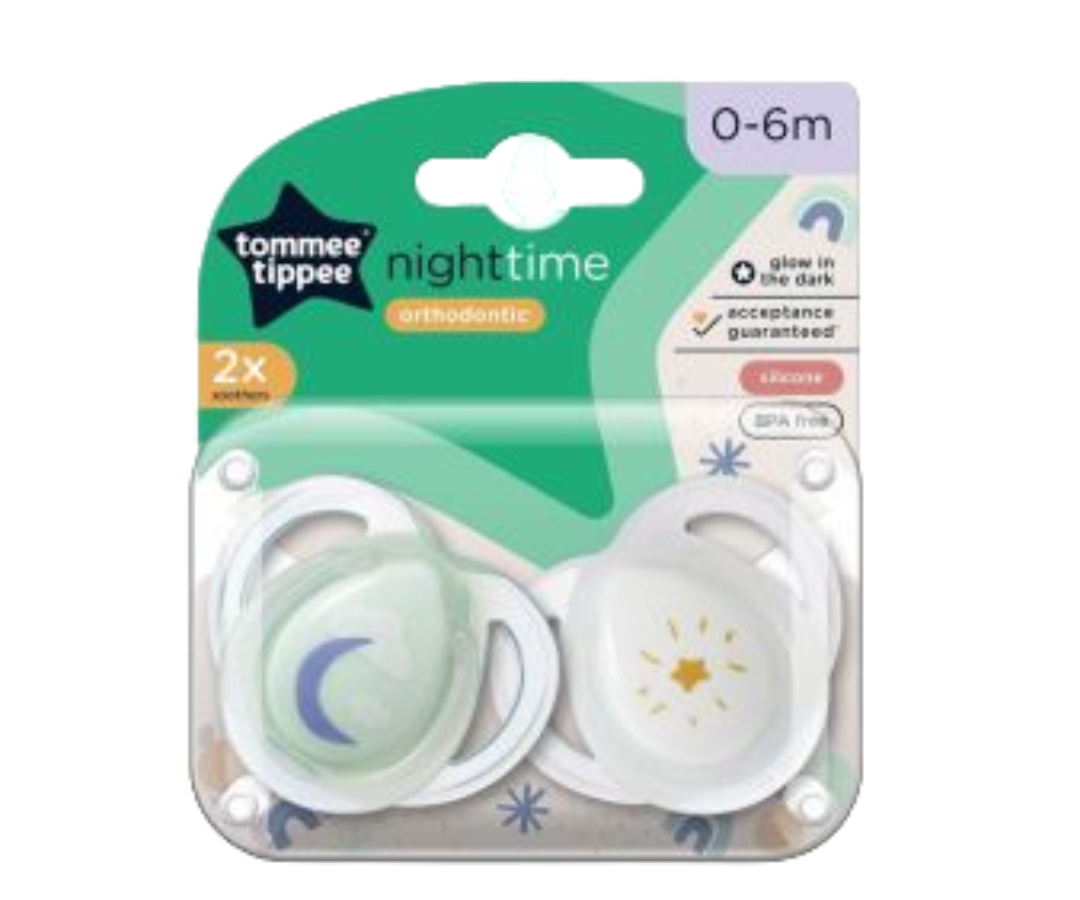Chupón Night Time Blanco / Verde X 2 Tommee Tippee
