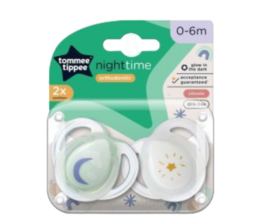 Chupón Night Time Blanco / Verde X 2 Tommee Tippee