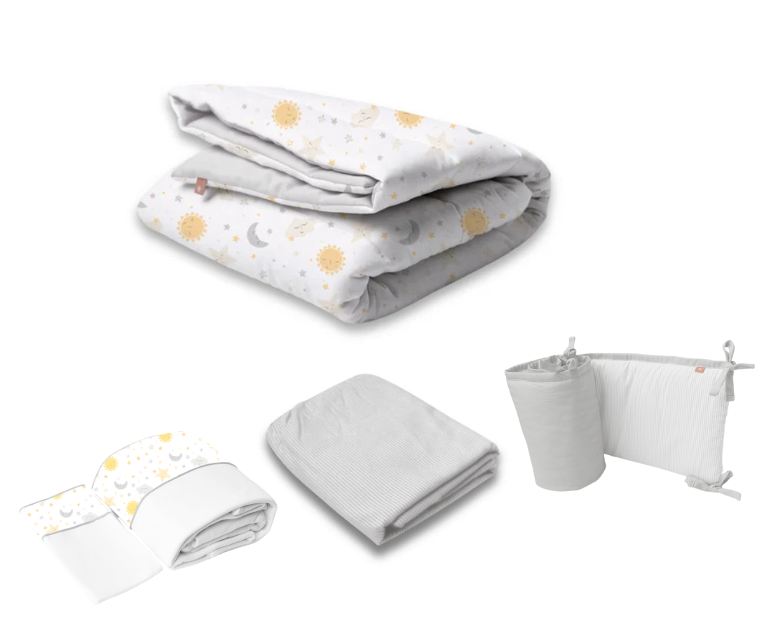 Set De Cuna  Estrellas Sol  y luna | Gris  B4 Baby