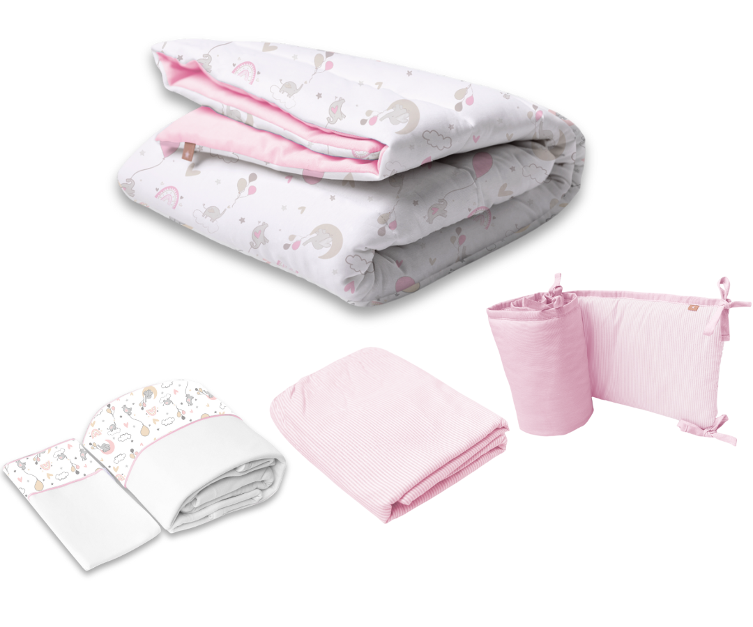 Set De Cuna  Elefante Y Arcoíris | Rosado B4 Baby