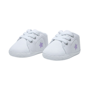 Zapatilla Beba Blanco - Estrella/Cordón - B4Baby