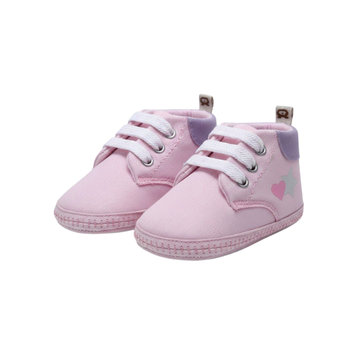 Zapatilla Beba Bota Rosado - Corazón/Cordón - B4Baby