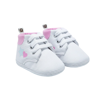 Zapatilla Beba Bota Blanco - Corazón/Cordón - B4Baby