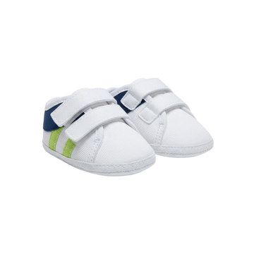Zapatilla Bebe Blanco Rayas Verde / Velcro - B4Baby