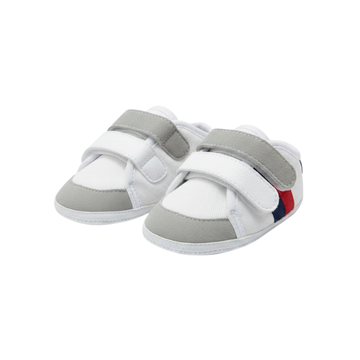 Zapatilla Bebe Blanco Gris Rayas Ro-Ne / Velcro - B4Baby