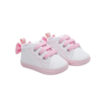 Zapatilla Beba Blanco / Cordón Rosado - Peke