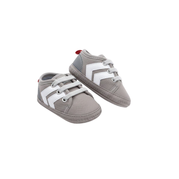 Zapatilla Bebe Gris - Blanco Con Cordon - Peke
