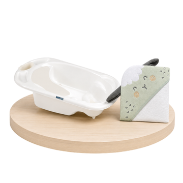 Combo Bañera Baby Bagno Blanca + Toalla con Capucha | Sleepy Sheep - Kikkaboo