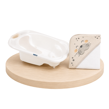 Combo Bañera Baby Bagno Blanca + Toalla con Capucha | Seally Me - Kikkaboo