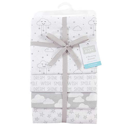 COBIJAS RECIBIDORA x4 NUBES GRISES GRIS BLANCO  HUDSON BABY