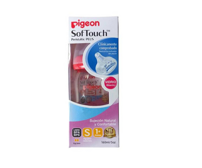 Biberón Soft Touch Peristáltico Plus Vidrio 160 ML Pigeon