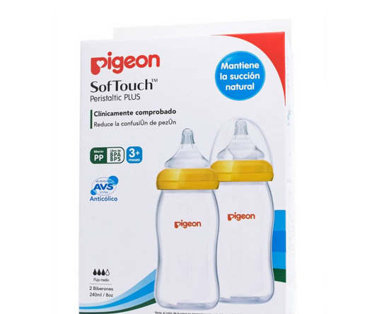 Pack X 2 Biberones Soft Touch Boca Ancha  X 240 ML Pigeon