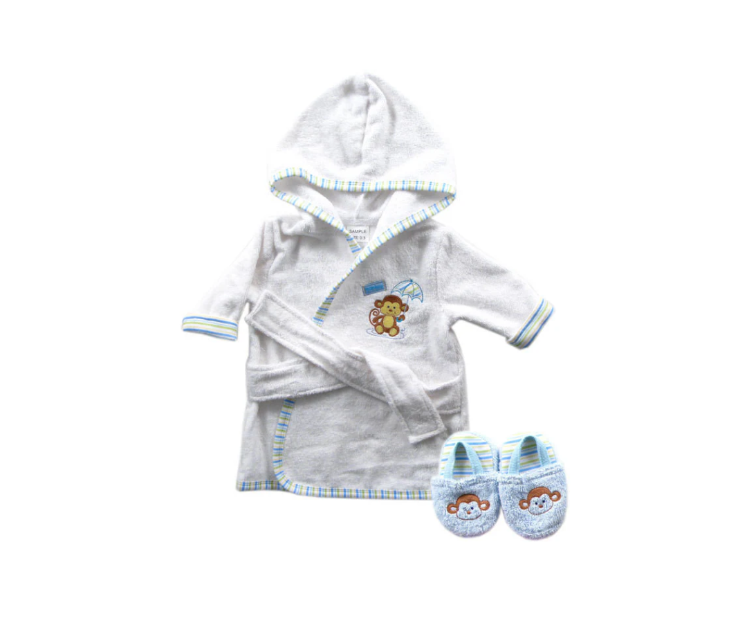 Bata Con Pantuflas | Blanco Mono  Luvable Friends