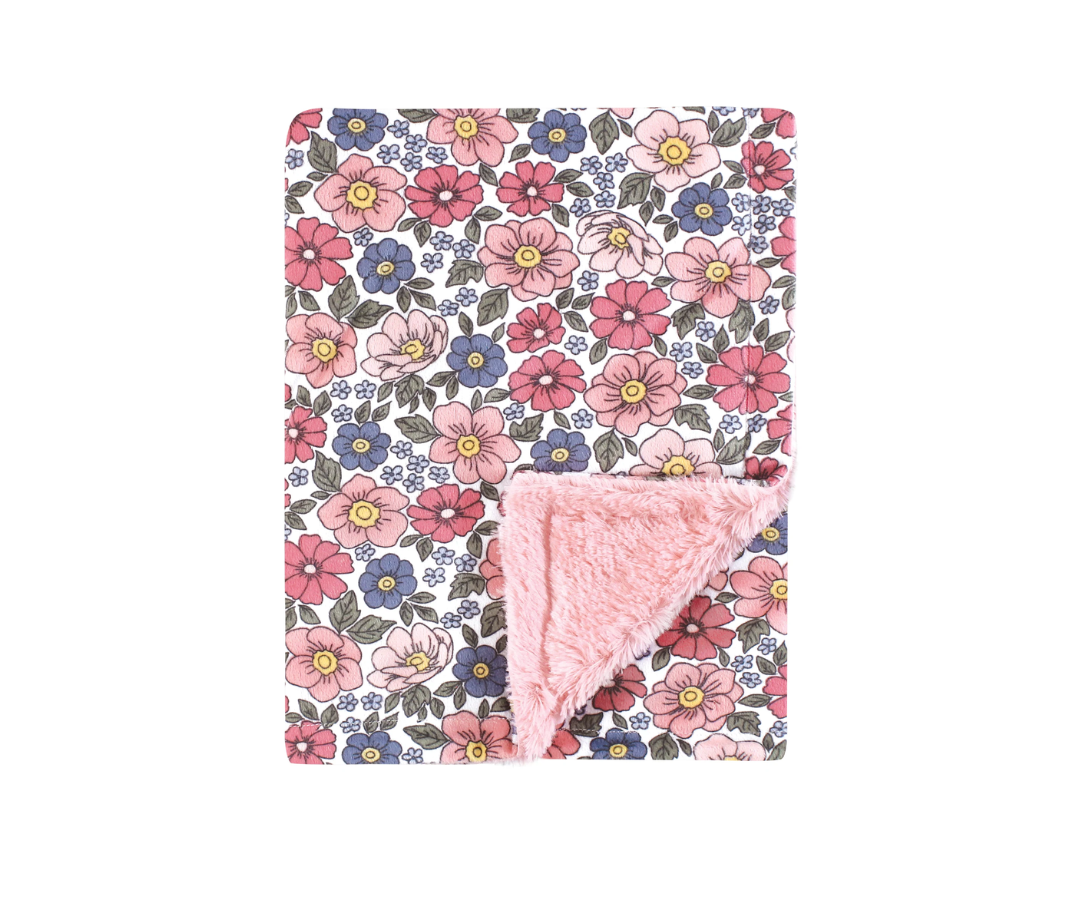 Cobija Sherpa | Floral Rosa -Azul Luvable Friends