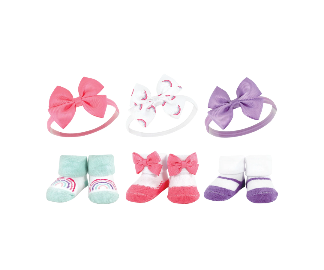 Set x 6  Lazos Para Cabeza Con Medias | Arcoíris Luvable Friends