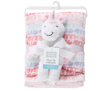 Cobija De Plush De Seguridad | Rosa Unicornio Hudson Baby