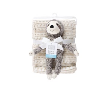 Cobija De Plush De Seguridad | Blanco Beige Perezoso Hudson Baby