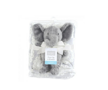 Cobija De Plush De Seguridad | Blanco Gris Elefante Hudson Baby