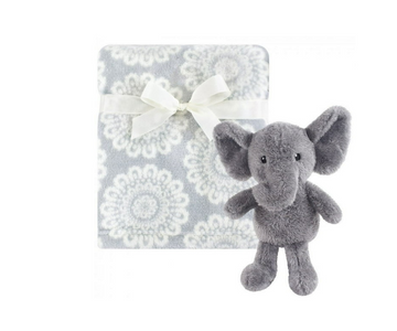 Cobija De Plush De Seguridad | Blanco Gris Elefante Hudson Baby