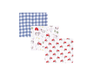 Mantas Swaddle De Muselina X3  Farm Animals  Hudson Baby
