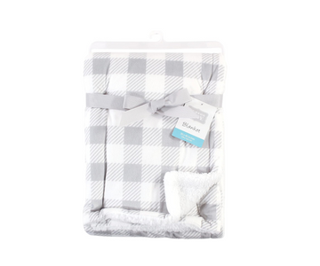 Manta Sherpa | Lineal Gris  - Blanco Hudson Baby