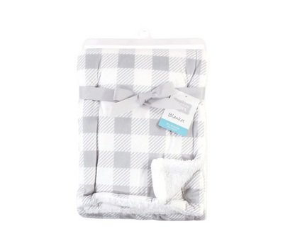 Manta Sherpa | Lineal Gris  - Blanco Hudson Baby