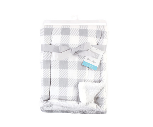 Manta Sherpa | Lineal Gris  - Blanco Hudson Baby