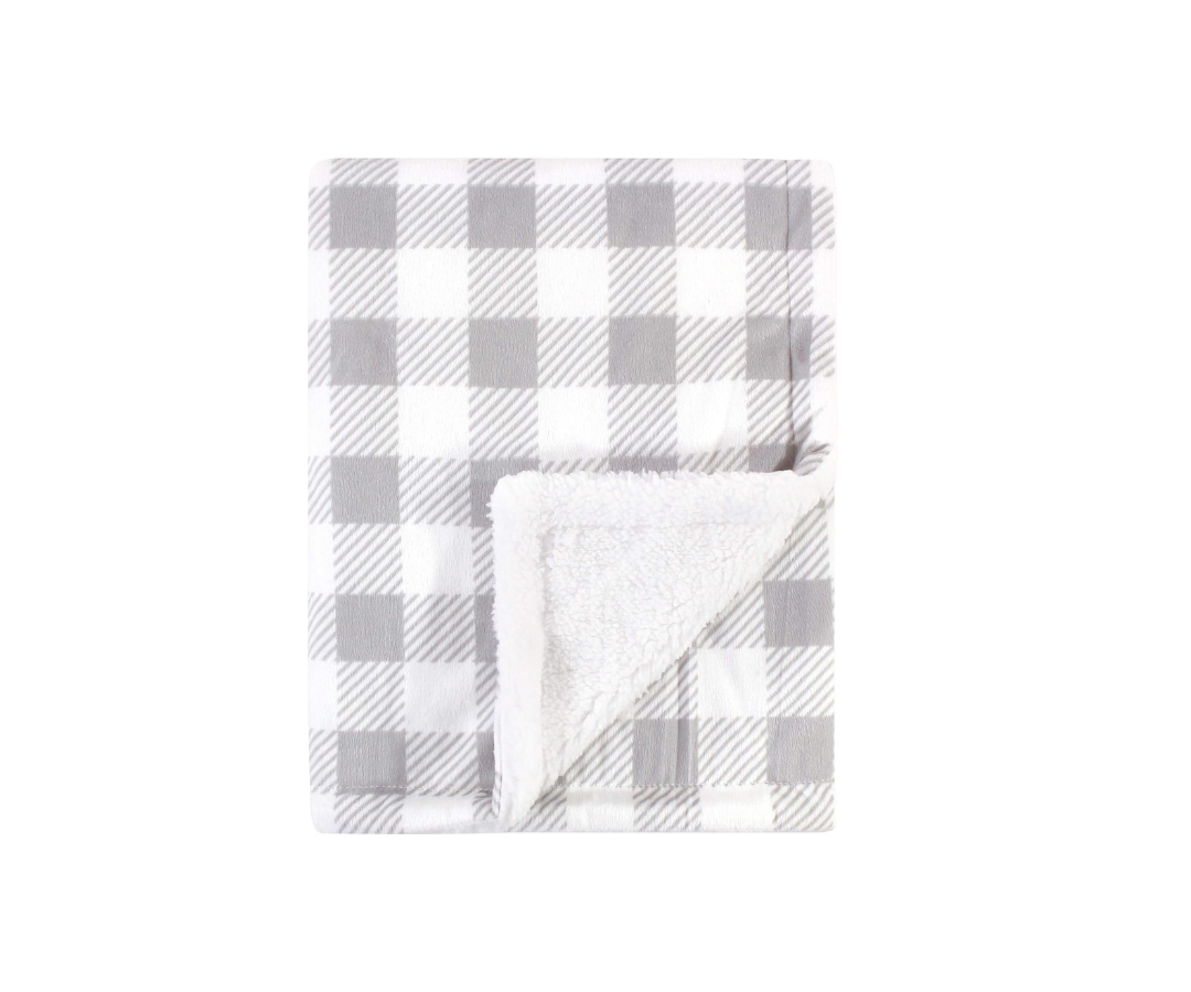 Manta Sherpa | Lineal Gris  - Blanco Hudson Baby