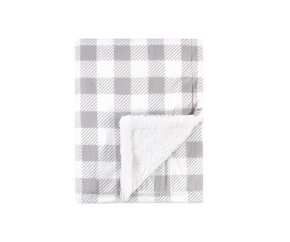 Manta Sherpa | Lineal Gris  - Blanco Hudson Baby