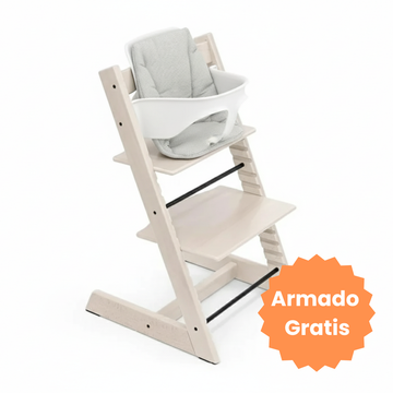 Combo Silla Tripp Trapp Y Baby Set | Blanco Wash (Gratis Baby Cushion)