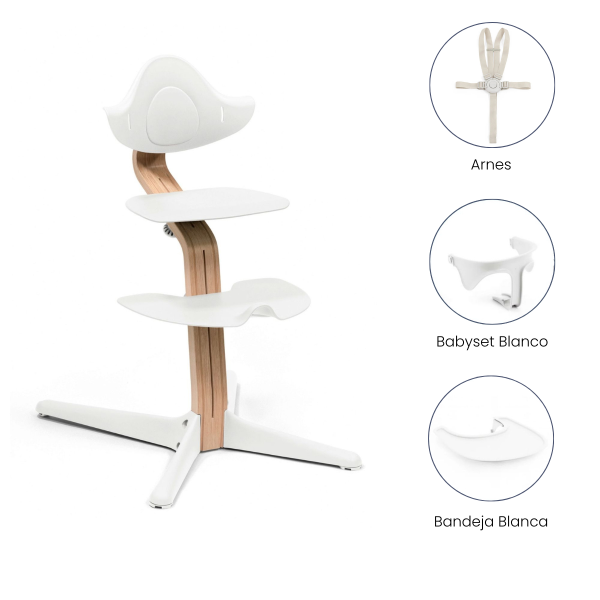 Combo Conjunto Silla de Comer Nomi | Blanco Stokke
