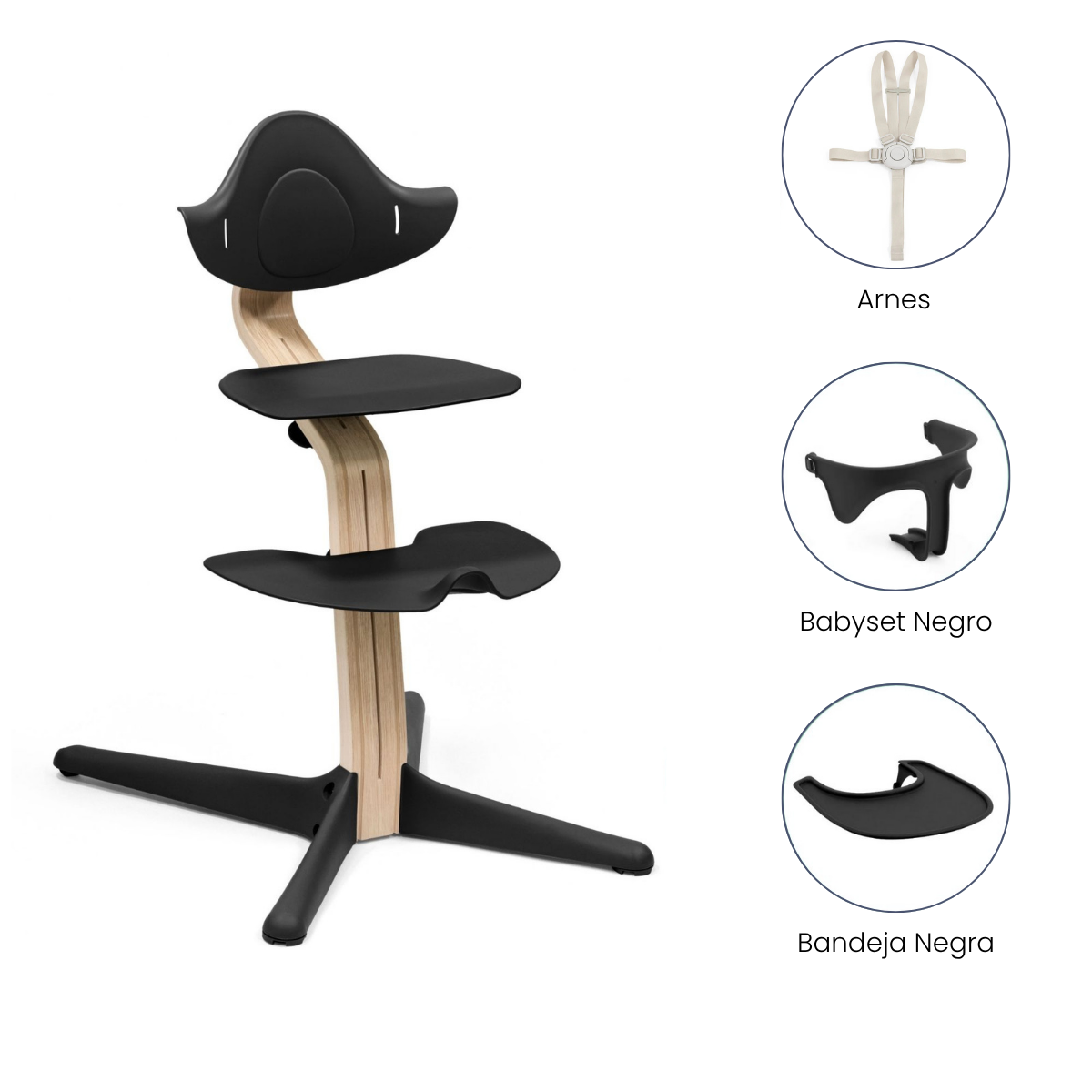 Combo Conjunto Silla de Comer Nomi | Negro Stokke