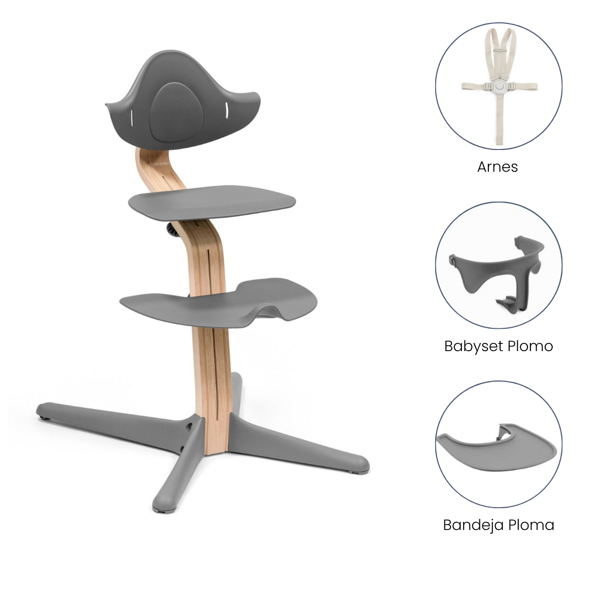 Combo Conjunto Silla de Comer Nomi | Gris Stokke