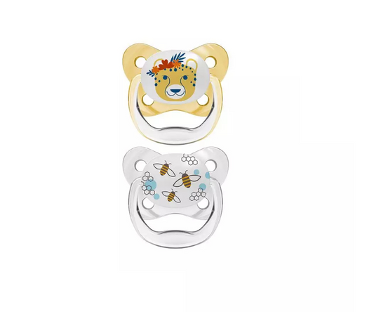 Set X2 Chupos Prevent /Tapa   6 - 18 Meses Tigre- Abeja Dr. Browns
