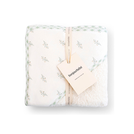 Toalla C/Capucha XL Ramitas | Blanco - Saro