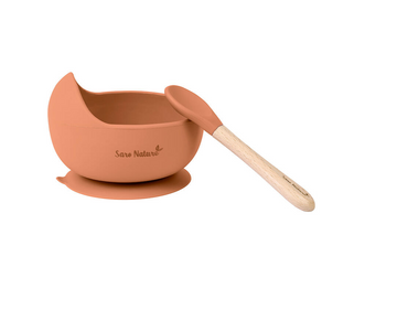Set De Bowl Con Ventosa Y Cuchara Cobre Saro