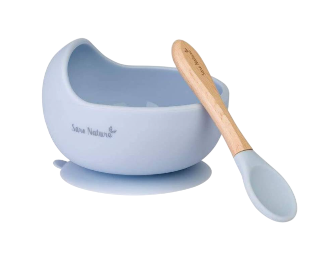 Set De Bowl Wave Y Cuchara Celeste Saro