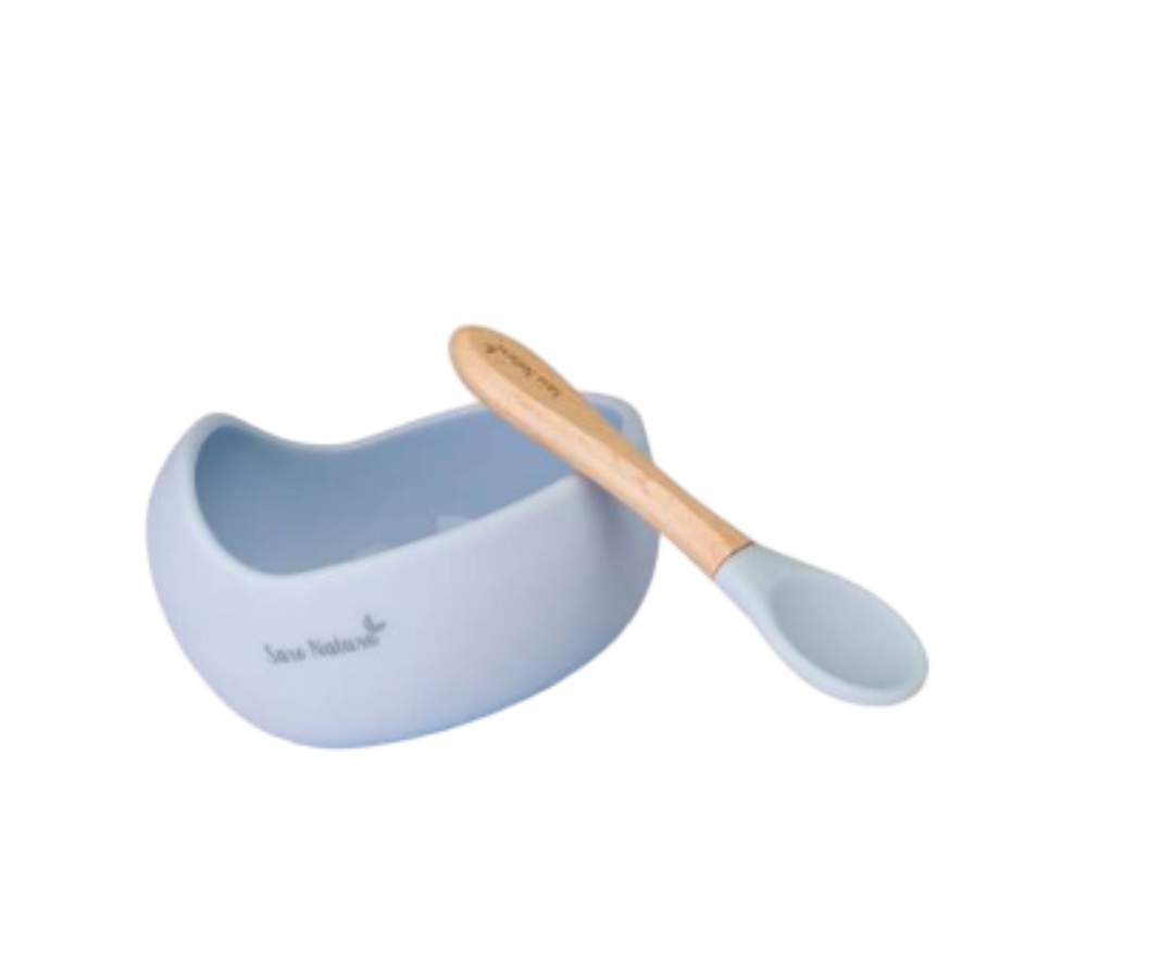 Set De Bowl Wave Y Cuchara Celeste Saro