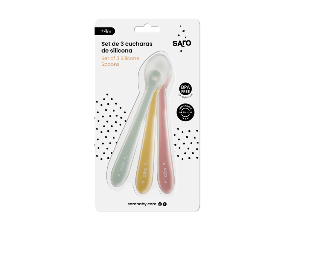 Set 3 Cucharas Silicona Mente Y Mostaza Saro