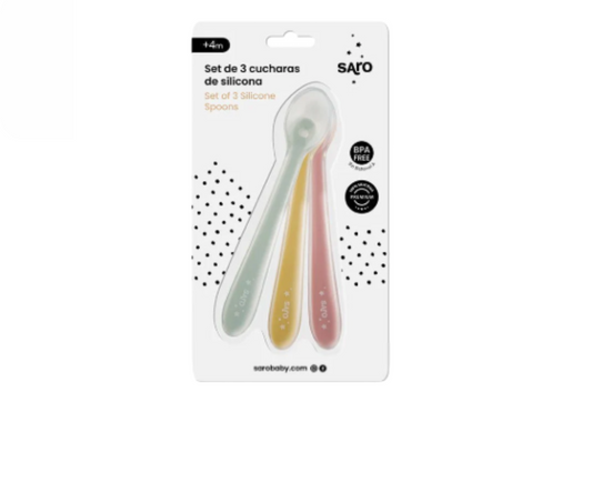 Set 3 Cucharas Silicona- Rosa - Mostaza - Gris Saro