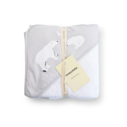 Toalla C/Capucha XL Osos Polares | Gris - Saro