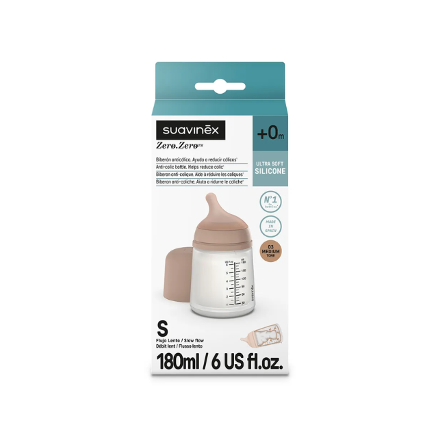 Biberon Zero.Zero Medium Flujo Lento (A) 180 ML - Suavinex