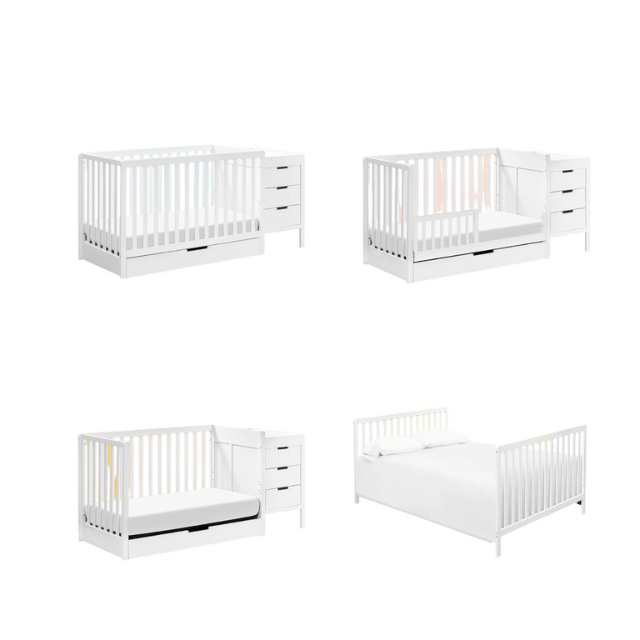 Cuna De Madera Colby 4 EN 1 Con Cambiador - Blanca