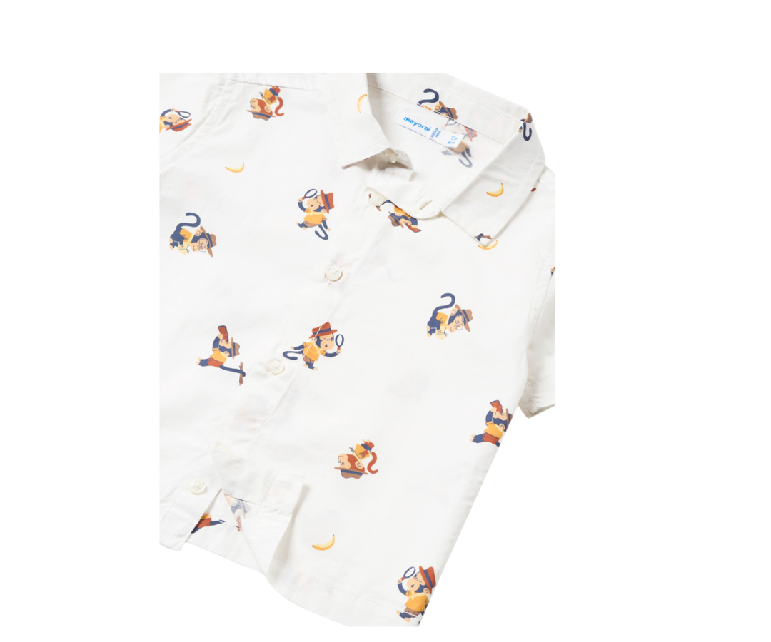 Camisa Manga Corta Estampada Bco Banana  Mayoral