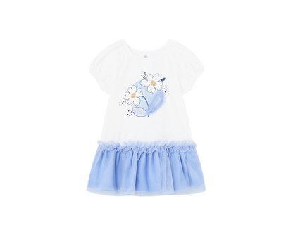 Vestido Combinado Tul Niña Añil Mayoral