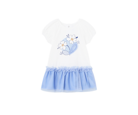 Vestido Combinado Tul Niña Añil Mayoral