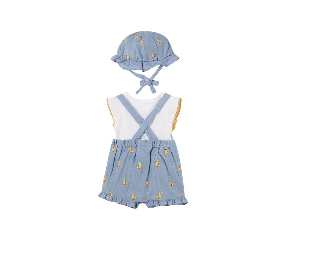 Conjunto Peto Con Gorro Bebas Gasa Denim Mayoral